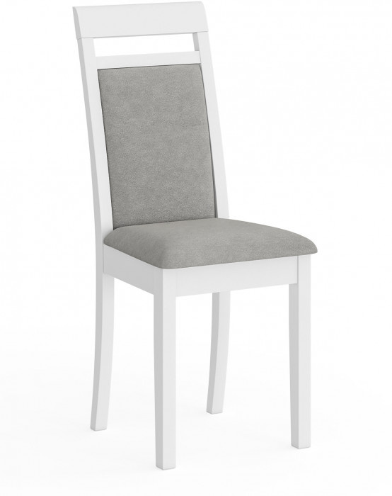 Стул Мебель--24 разборный Гольф-12, цвет белый, обивка ткань велюр серый 63, ШхГхВ 40х40х100 см., от пола до верха сиденья 47 см. (мягкая спинка)