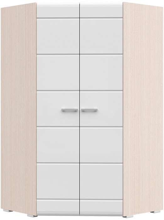 Симба шкаф угловой 2-х створчатый (1135*2000*1135) дуб белфорт/белый глянец