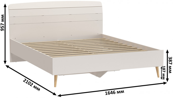 Афина Спальня 4-22901М1к.с. Кровать 1600, кашемир серый
