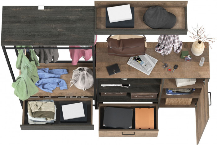 Трувор Прихожая 217, дуб гранж песочный/интра