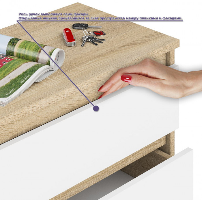Мори компьютерный стол МС-1 левый + Комод МК1380.6, дуб сонома/белый