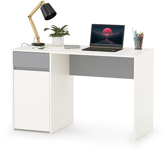 Торонто 12.149 Стол, белый шагрень/стальной серый