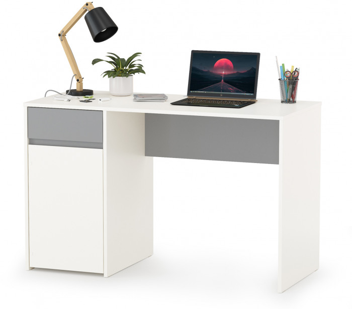 Торонто 12.149 Стол, белый шагрень/стальной серый