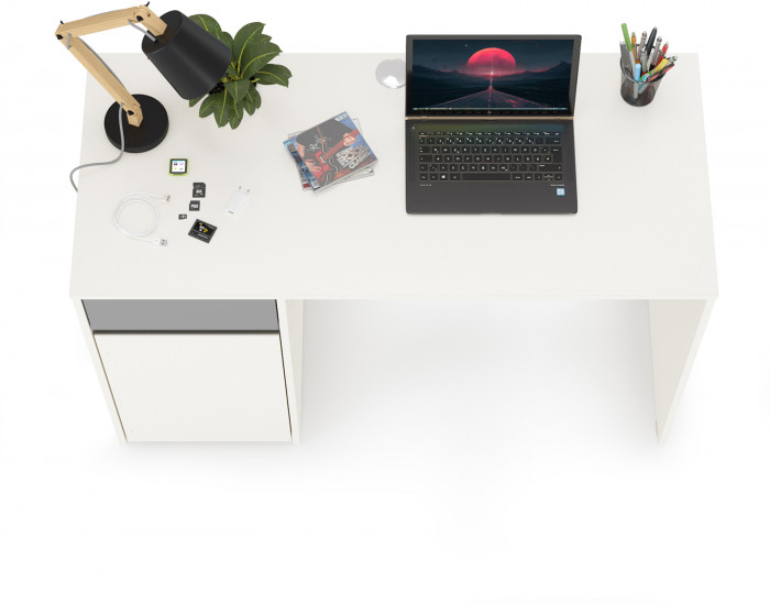 Торонто 12.149 Стол, белый шагрень/стальной серый