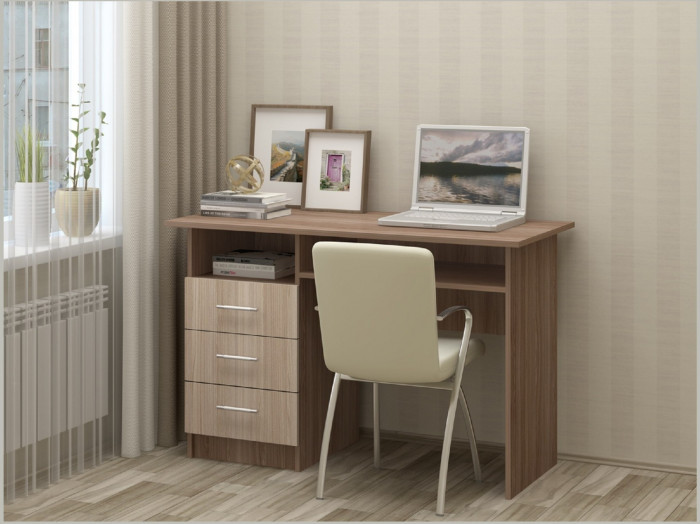 Стол письменный ПС-02 (с ящиками) (Ясень шимо темный)