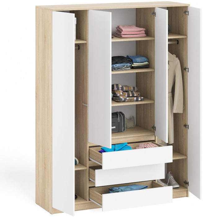 Мори Шкаф МШ1600.1, дуб сонома/белый