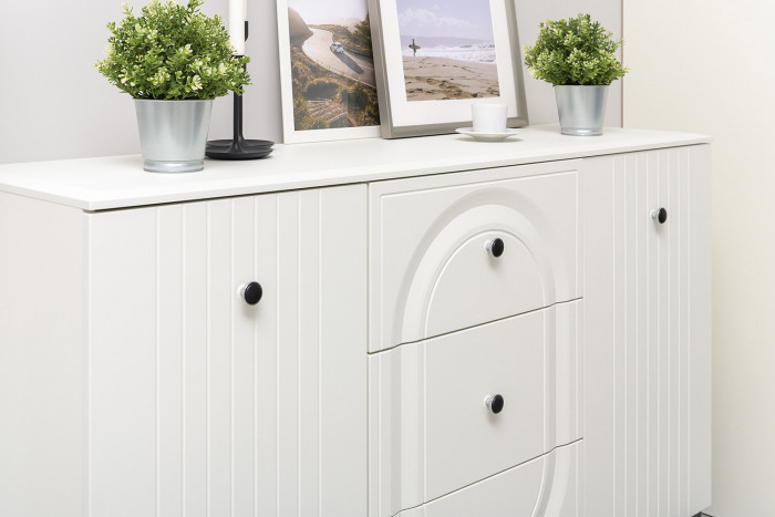 Валенсия Спальня 13.309 Комод + 13.309 Комод, цвет ЛДСП белый шагрень/МДФ белый шагрень, ШхГхВ 266,4х38,4х87,5 см.