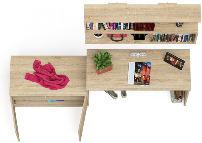 Мори письменный стол МСП1200.1 + Тумба МА900.1 + Полка 1200, дуб сонома