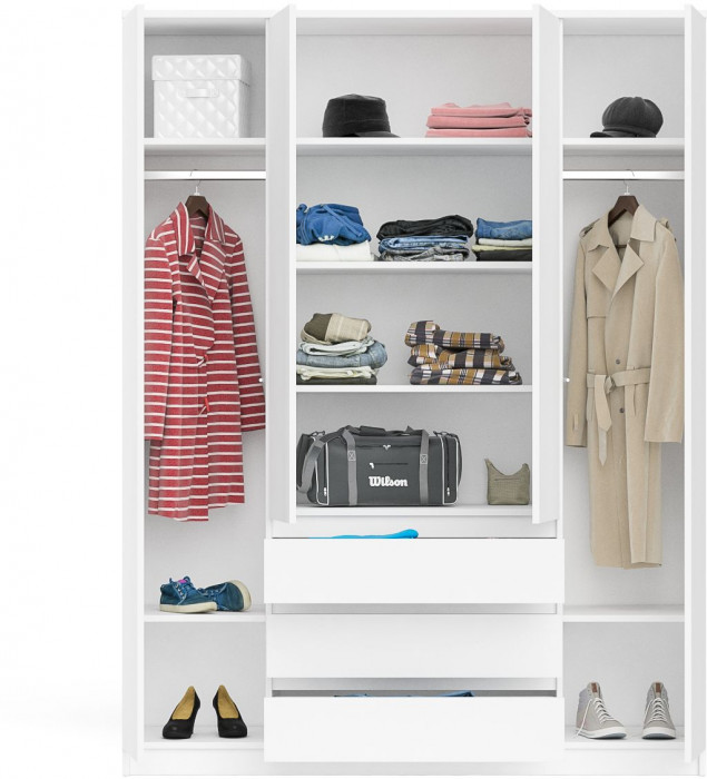 Мори Шкаф МШ1600.1, цвет белый, ШхГхВ 160,4х50,4х209,6 см.