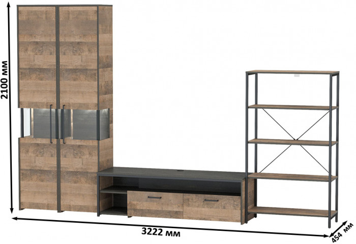 Трувор Гостиная 028, дуб гранж песочный/интра
