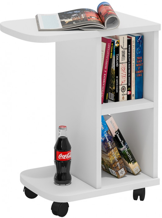 Стол журнальный С-МД-СЖ-3, цвет белый шагрень, ШхГхВ 47х30х60 см.