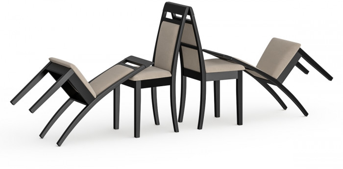 Четыре стула Мебель--24 Гольф-12 разборных, цвет венге, обивка ткань велюр капучино 25, ШхГхВ 40х40х100 см., от пола до верха сид. 47 см.(мягк спинка)