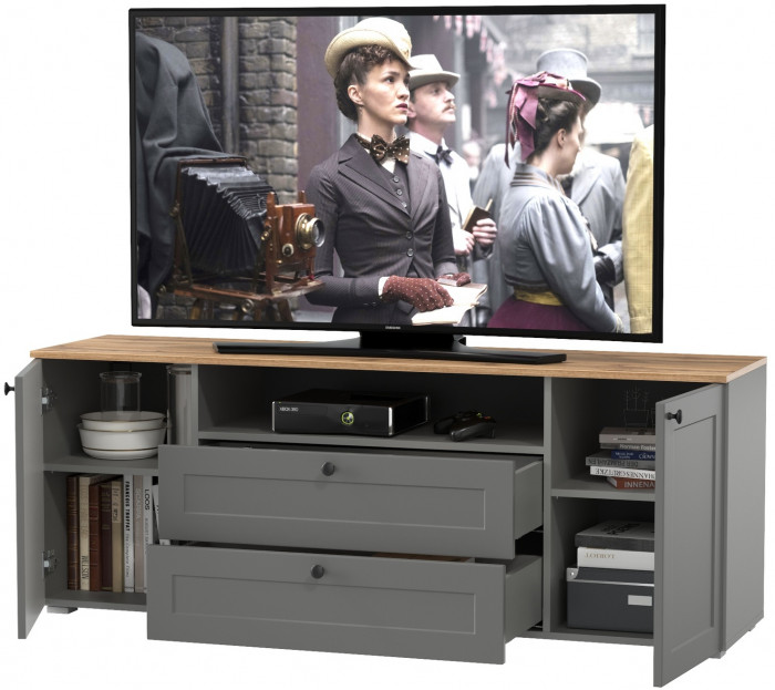 Остин 16.47 Тумба под ТВ, серый графит/дуб крафт золотой