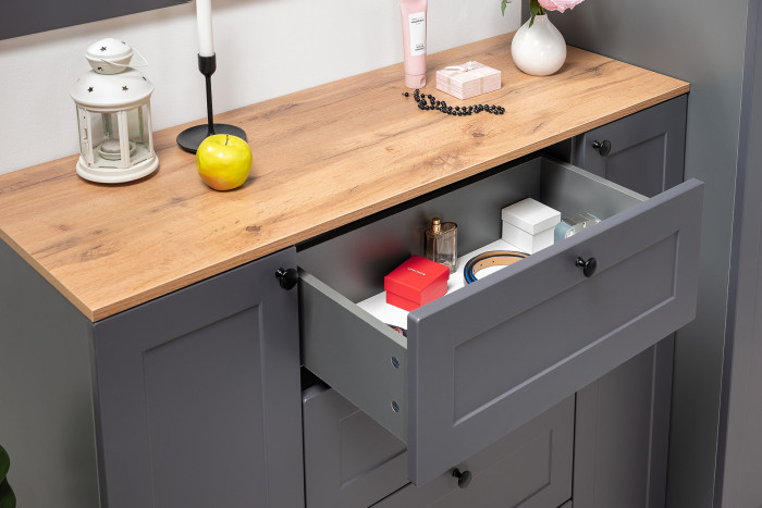 Остин Прихожая 39, цвет серый графит/дуб крафт золотой, ШхГхВ 240х54,3х229,6 см., универсальная сборка