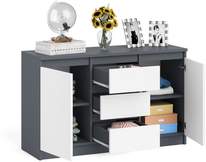 Мори Комод МК1200.3, графит/белый