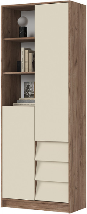 РЕЙН СТЛ 01 Стеллаж (800х2100х400) Фасад КАШЕМИР/Корпус ДУБ КРАФТ ТАБАЧНЫЙ