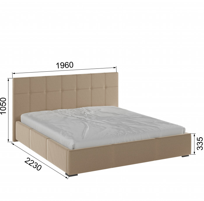 Рио Кровать интерьерная 180 бежевый квадрат, ортопед