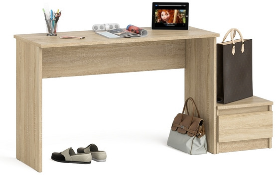Мори Стол письменный МСП1200.1 + Тумба ТМП400.1, цвет дуб сонома, ШхГхВ 160,8х50х76,6 см., универсальная сборка
