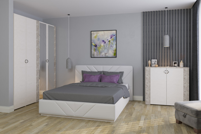 Амели Набор шкафов 3 08.49 + 13.133 + 08.49, цвет шёлковый камень/бетон чикаго беж, ШхГхВ 194,8х51,3х230 см.