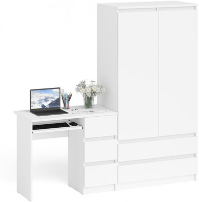 Мори Стол компьютерный МС-6 правый + Шкаф МШ900.1, цвет белый, ШхГхВ 180,4х50,4х179,6 см., выдвижные ящики справа, НЕ универсальная сборка
