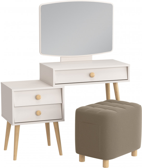 Афина Спальня 4-25901М1к.с. Трюмо + Банкетка 6-5127ТКВорех Вики, кашемир серый/ткань орех