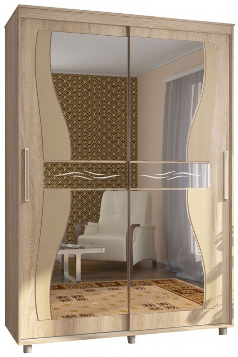 Шкаф-купе Комфорт 12 Прайм с фигурными зеркалами 1500 (Венге)
