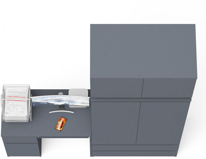 Мори компьютерный стол МС-1 левый + Шкаф МШ900.1 + Антресоль МА900.1, графит