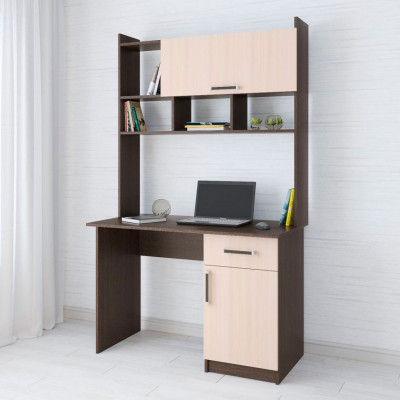 Стол компьютерный Квартет-10 (1880*1118*600) Венге, Дуб молочный