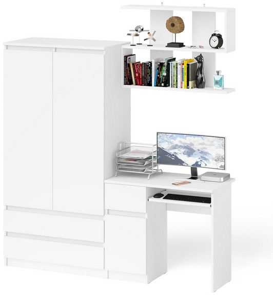 Мори компьютерный стол МС-1 левый + Шкаф МШ900.1 + Полка 900, белый