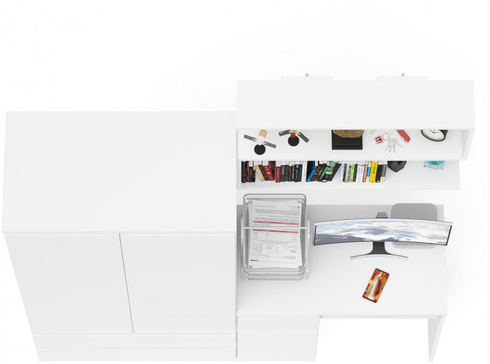 Мори компьютерный стол МС-1 левый + Шкаф МШ900.1 + Полка 900, белый
