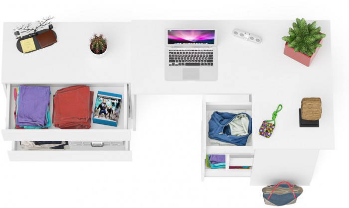 Мори компьютерный стол МС-16 правый + Комод МК800.1, белый