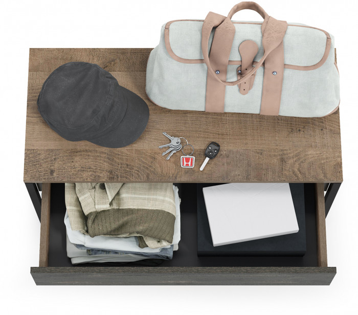 Трувор 13.241.03 Тумба для обуви, цвет дуб гранж песочный/интра, ШхГхВ 80х36,6х42,2 см.