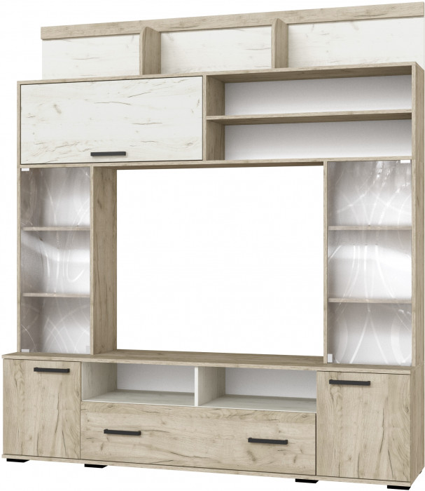 Гостиная Оскар-18 ОГЦС-2, Дуб крафт серый/Дуб крафт белый