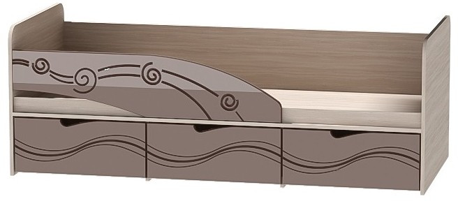 Детская кровать Бриз-3 80х190, волна (Ирис/Белый/Правый)