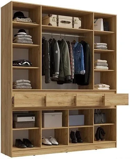 Шкаф 4-х створчатый Артек, Графит/Дуб крафт золотой