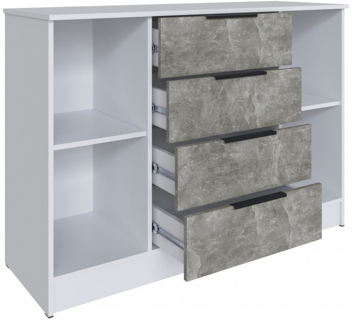 Комод для спальни Мадрид (1,31), Белый/Ателье светлое