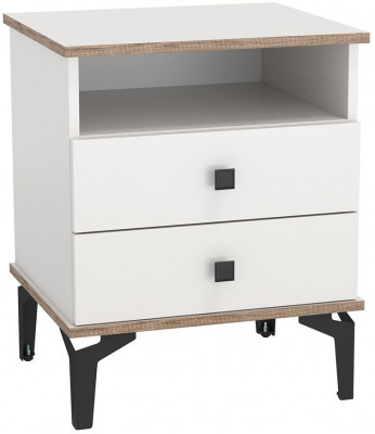 Тумба прикроватная 51.17 Либерти опора h=150мм Белый / Дуб Каньон