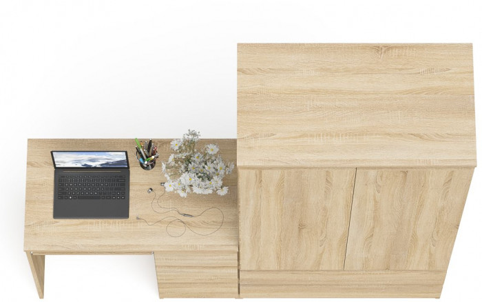 Мори Стол компьютерный МС-6 правый + Шкаф МШ900.1, цвет дуб сонома, ШхГхВ 180,4х50,4х179,6 см., выдвижные ящики справа, НЕ универсальная сборка