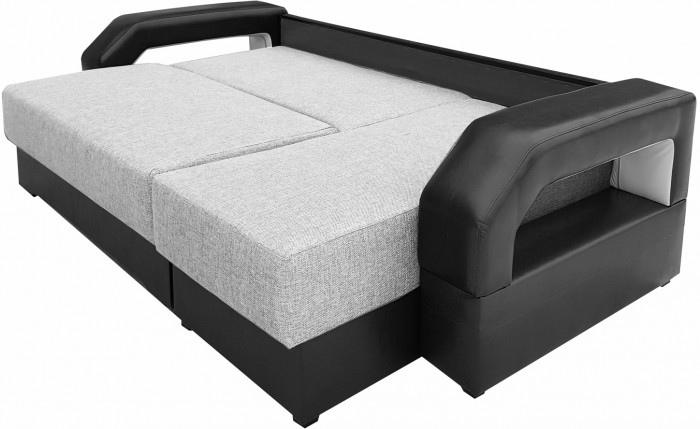 Диван еврокнижка Манчестер с подсветкой УГЛОВОЙ 160  рогожка серая НПБ