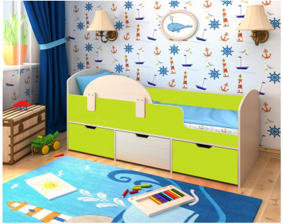 Кровать Малыш Мини (Дуб молочный/Лайм)