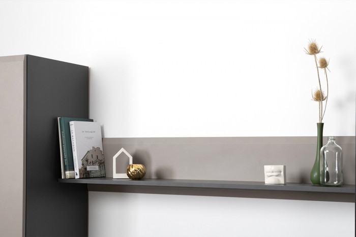 Сидней Комплектация № 101, цвет корпус: антрацит/фасады: МДФ веллюто капучино, ШхГхВ 359,8х41,3х205,2 см., универсальная сборка