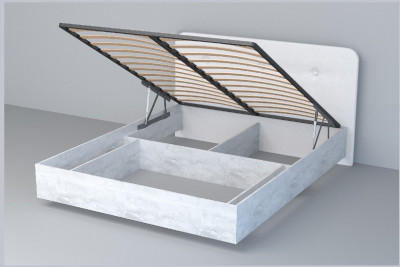 Кровать 1,4 арт.031 (Пуговицы) ПМ. (Бетон Светлый/К/з Белый Глянец)