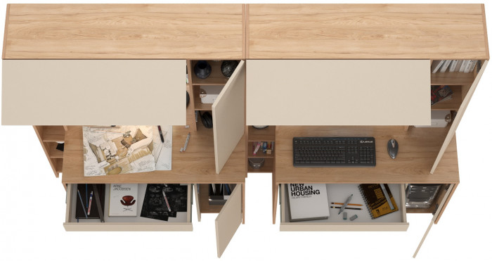 компьютерный стол Комфорт 12.71 + компьютерный стол Комфорт 12.71, гикори рокфорд натуральный/сатин