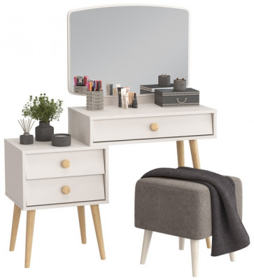 Афина Спальня 4-25901М1к.с. Трюмо + Банкетка 6-5133ТКВсерый Куби, кашемир серый/ткань серая