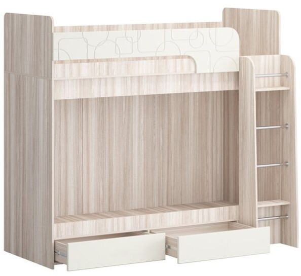 Двухъярусная кровать Бемби МДФ NEW, ясень (Мята, Ясень шимо светлый)