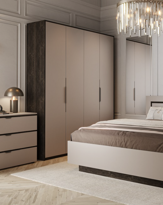 Шкаф для одежды 4-х дверный "Ривьера" - Дуб кентербери/Капучино