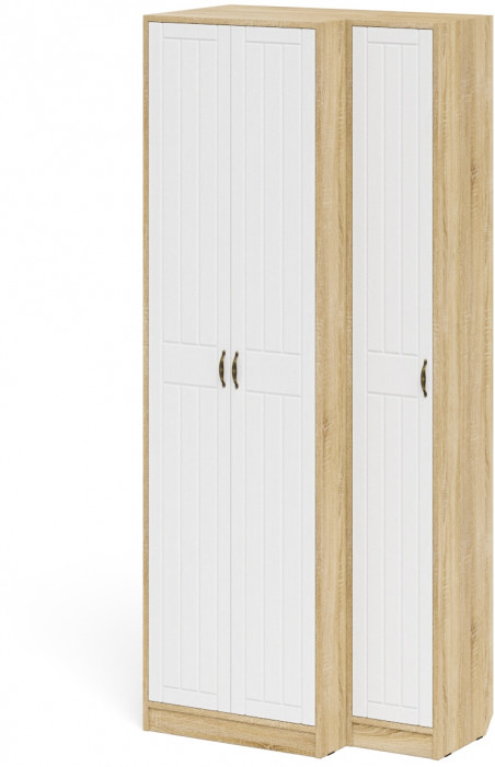 Прихожая П-6 Шкаф + Пенал, цвет дуб сонома/фасады МДФ белое дерево фрезеровка прованс, ШхГхВ 90х50х210 см., универсальная сборка