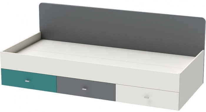 Клео К-1 Кровать Арт.010 (Графит/Миндаль/Океан)