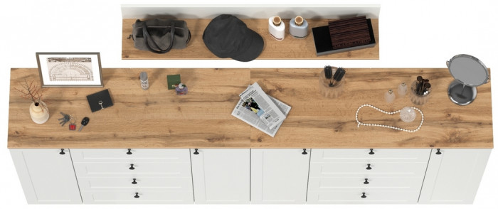 Остин Прихожая 70, белый шагрень/дуб крафт золотой