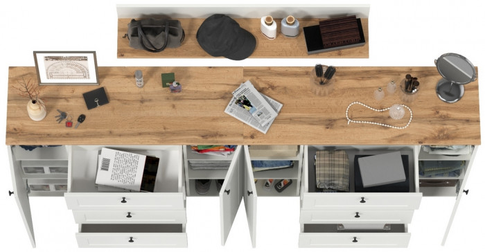 Остин Прихожая 70, белый шагрень/дуб крафт золотой